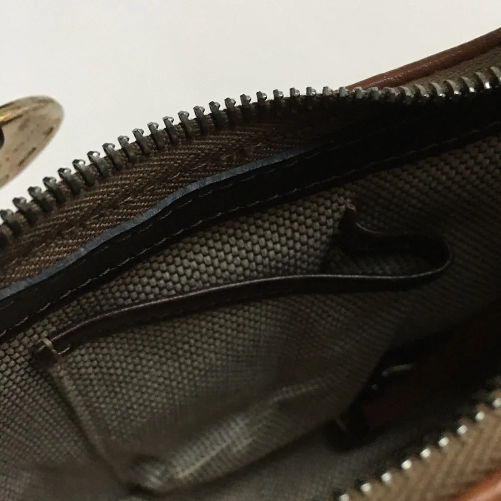 Dooney & Bourke Hobo Shoulder Handbag Purse Pebbled Leather Brown Silver Zip
